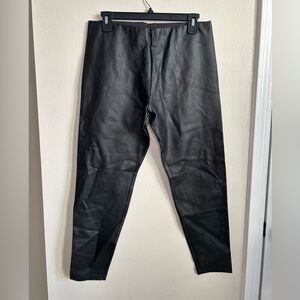 ZARA Faux Leather Matte Black Pants Leggings Elastic Waistband Size L Large